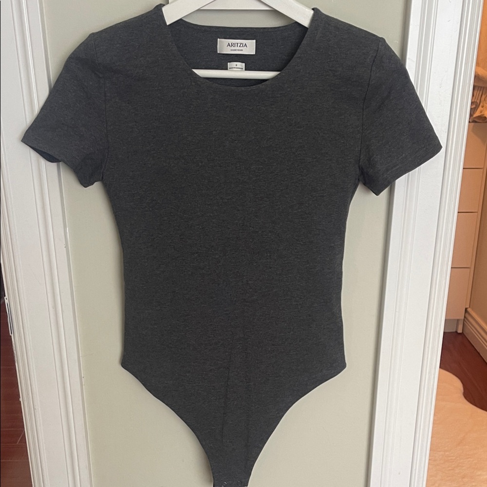 Aritzia Charcoal Short Sleeve Crewneck Tee